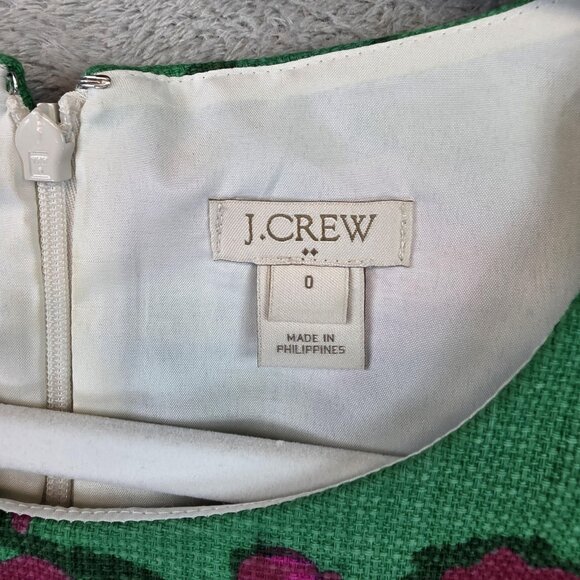 J Crew Dress Womens 0 Green Floral Sleeveless Sheath Pockets Style G2657 Spring - Picture 2 of 10
